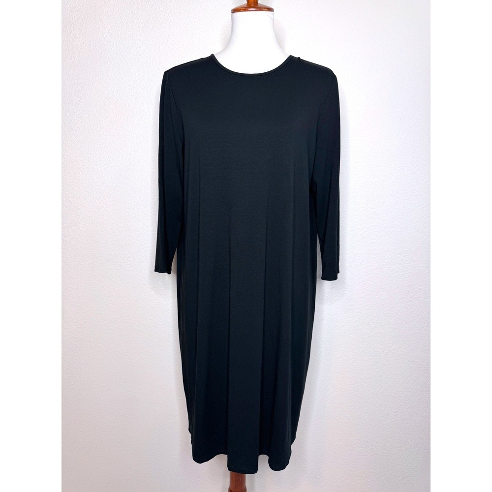 J. JILL Wearever Collection Midi Black Pullover Dress Core Wardrobe Minimalist